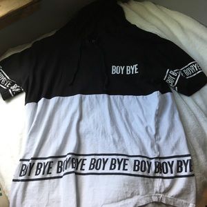 BOY BYE hooded t-shirt black and white
